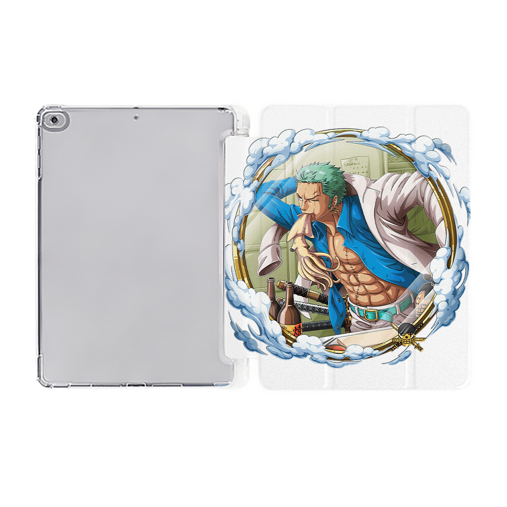 （画像用） ワンピース ロロノア・ゾロ ONE PIECE Roronoa Zoro IPad ケース ペン収納付き 三つ折りスタンド PUレザー×シリコン 対応機種9.5/10.5/10.9インチ